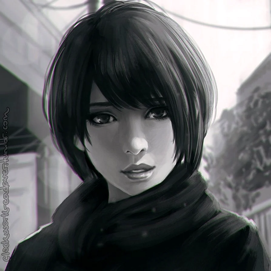 Дівчина з коротким стрижком арт.