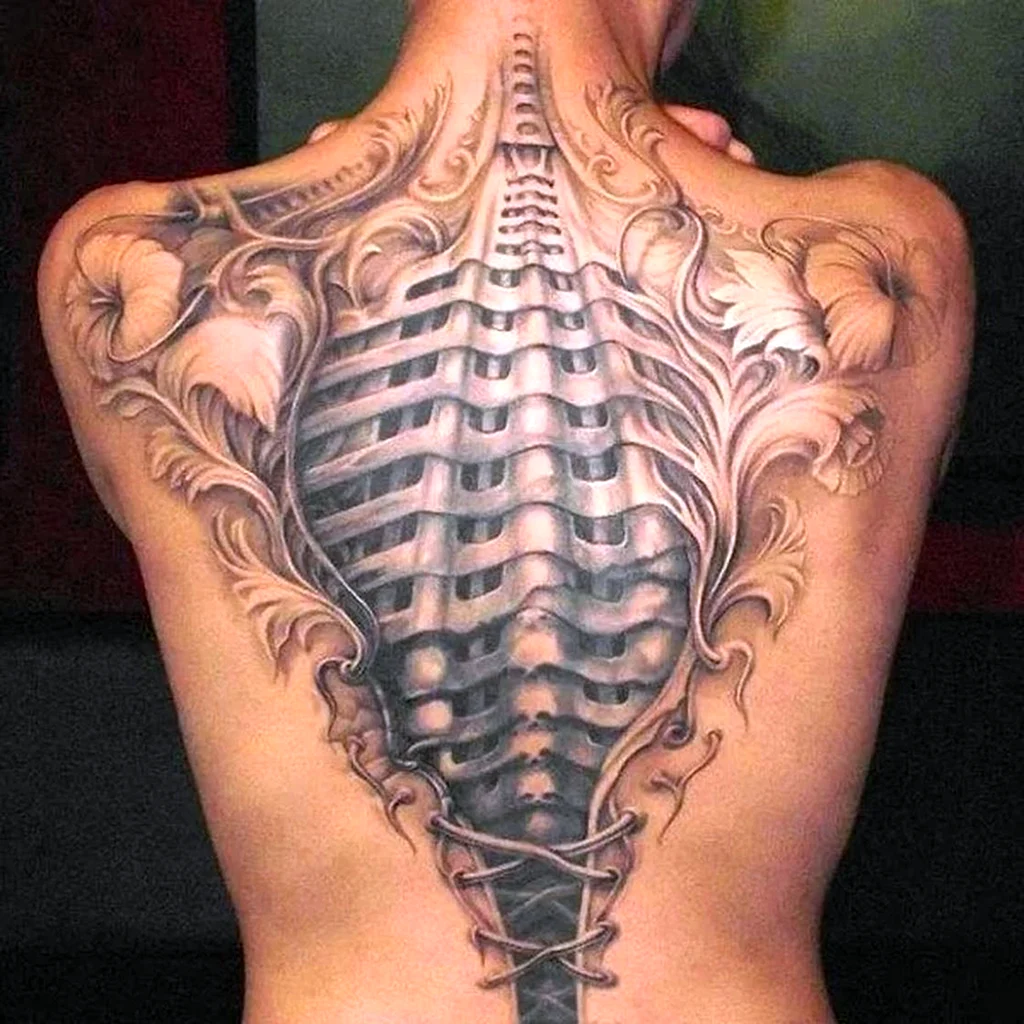 Тату механическая спина