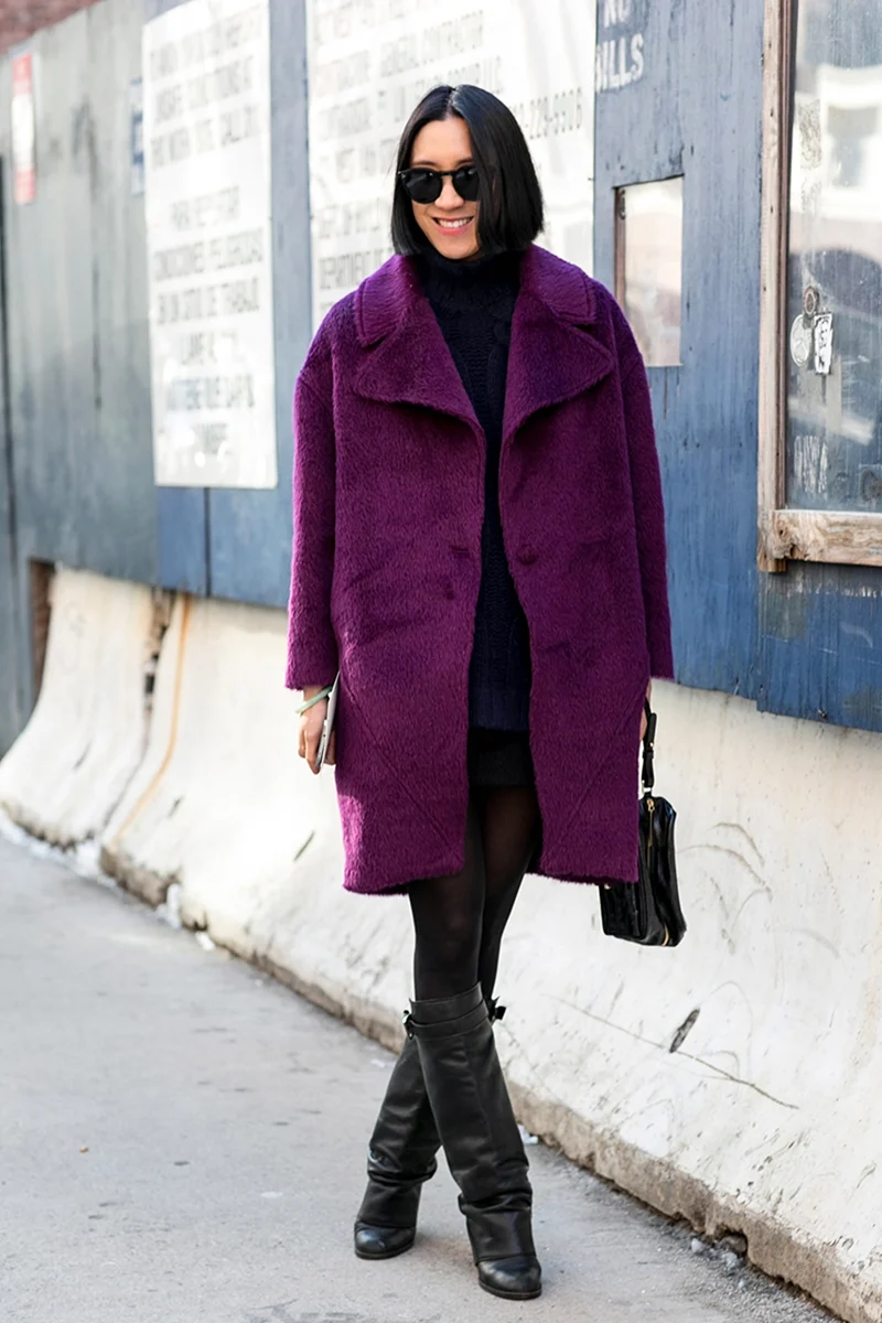 Стиль с фиолетовым пальто